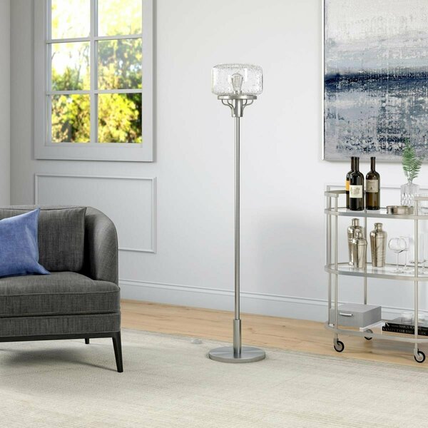 Hudson & Canal Tatum Globe & Stem Floor Lamp with Glass Shade, Brushed Nickel & Seeded FL1607